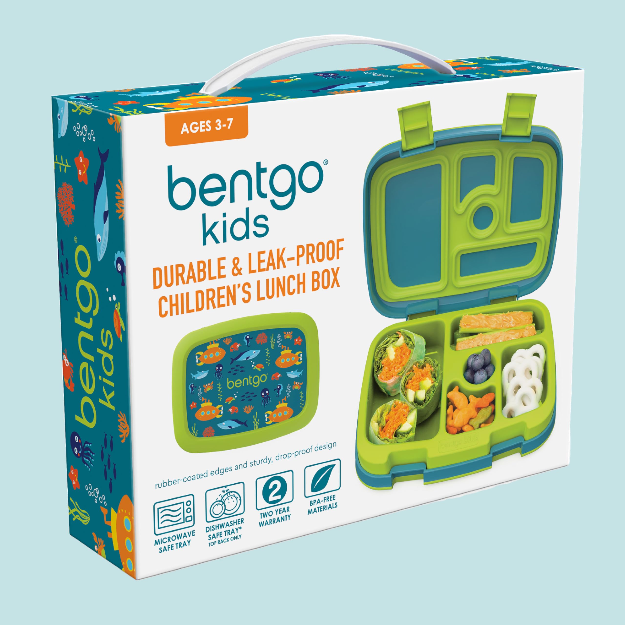 Bentgo Kids Prints in-use at school shows on-the-go convenience for kids.