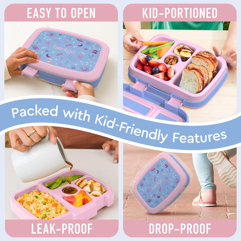 Bentgo Kids Prints Lavender Galaxy durable body with drop-proof edges for active kids