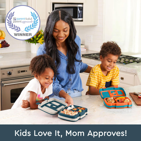 Bentgo Kids Prints leak-proof lid close-up keeps sauces contained during lunch.