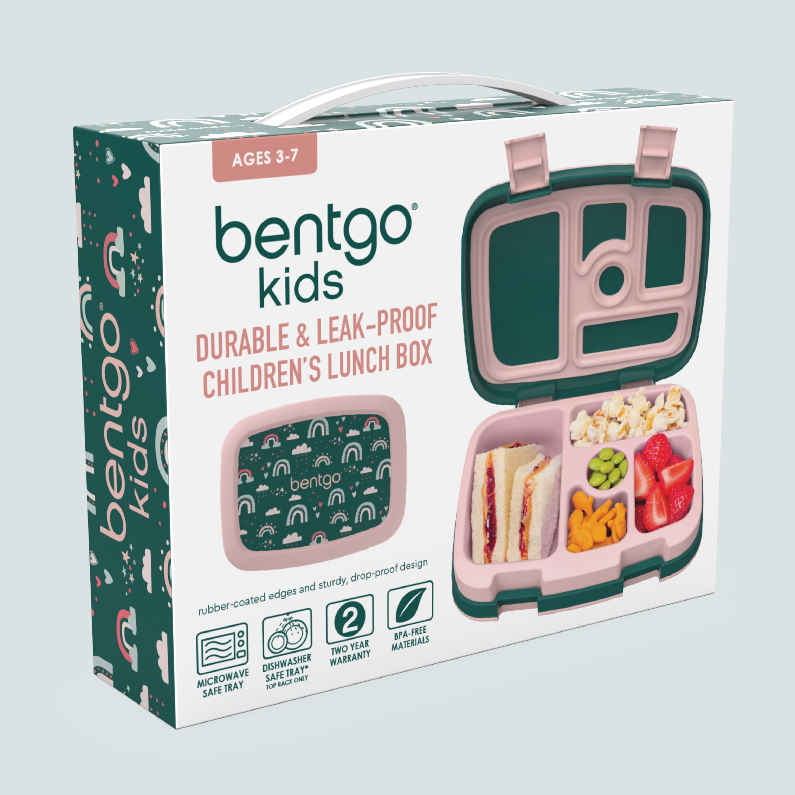 Leak-proof lid with kid-friendly latches keeps meals contained during transport.