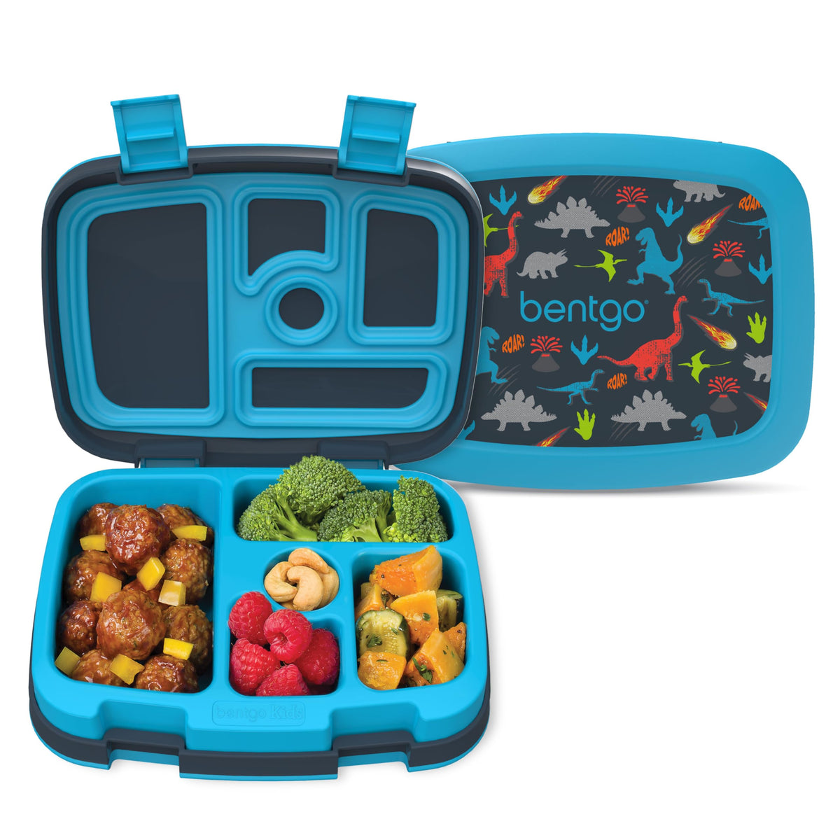 Bentgo Kids Prints leak-proof lunchbox with dinosaur design and a secure lid for mess-free meals