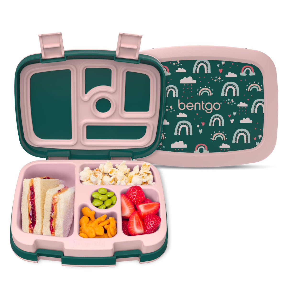 Bentgo Kids Prints leak-proof lunchbox with five compartments for tidy school meals.