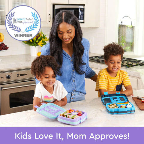 Bentgo Kids Prints lid showcases leak-proof seal for mess-free lunchtime on the go.