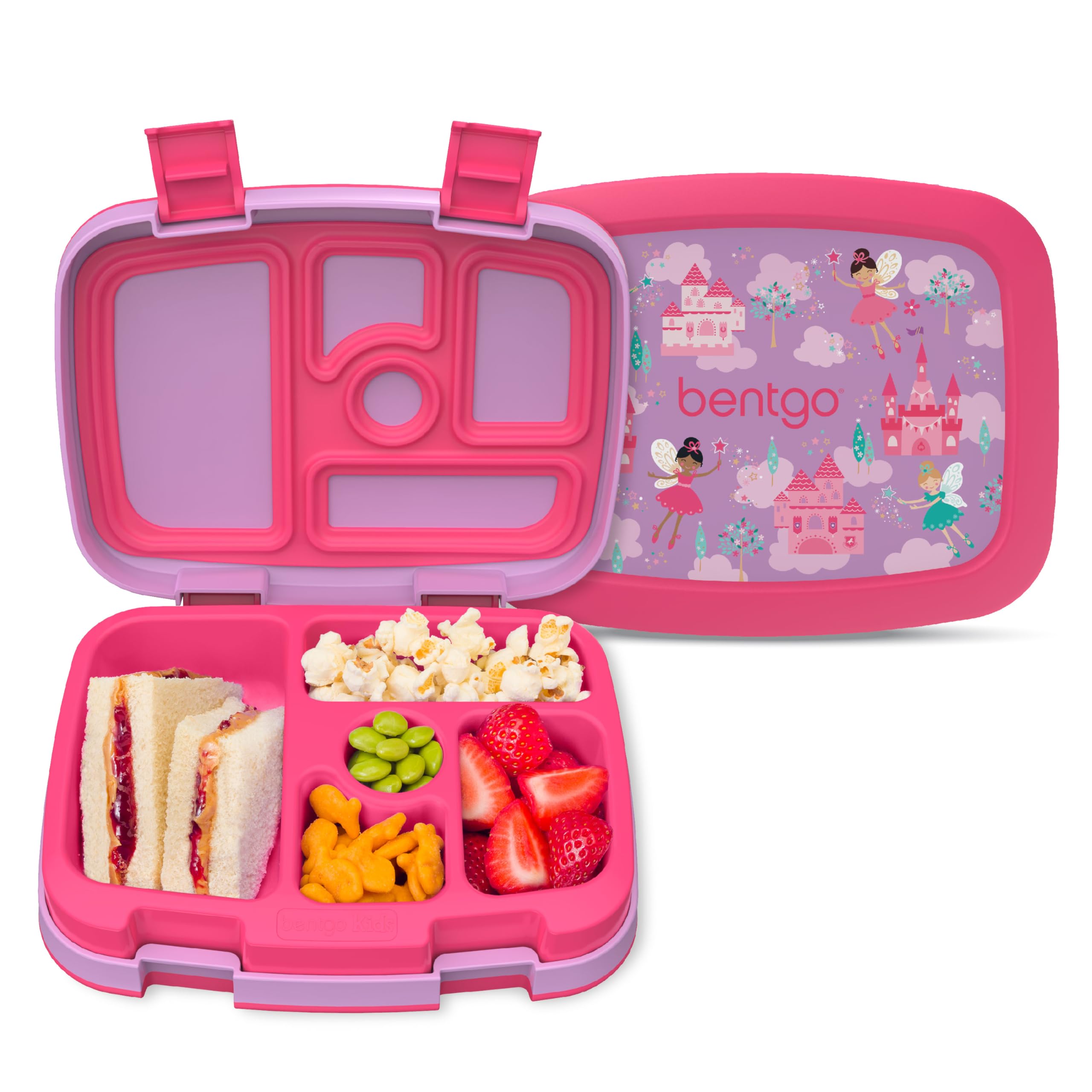 Bentgo Kids Prints lunch box with leak-proof lid keeps meals tidy during days at school.