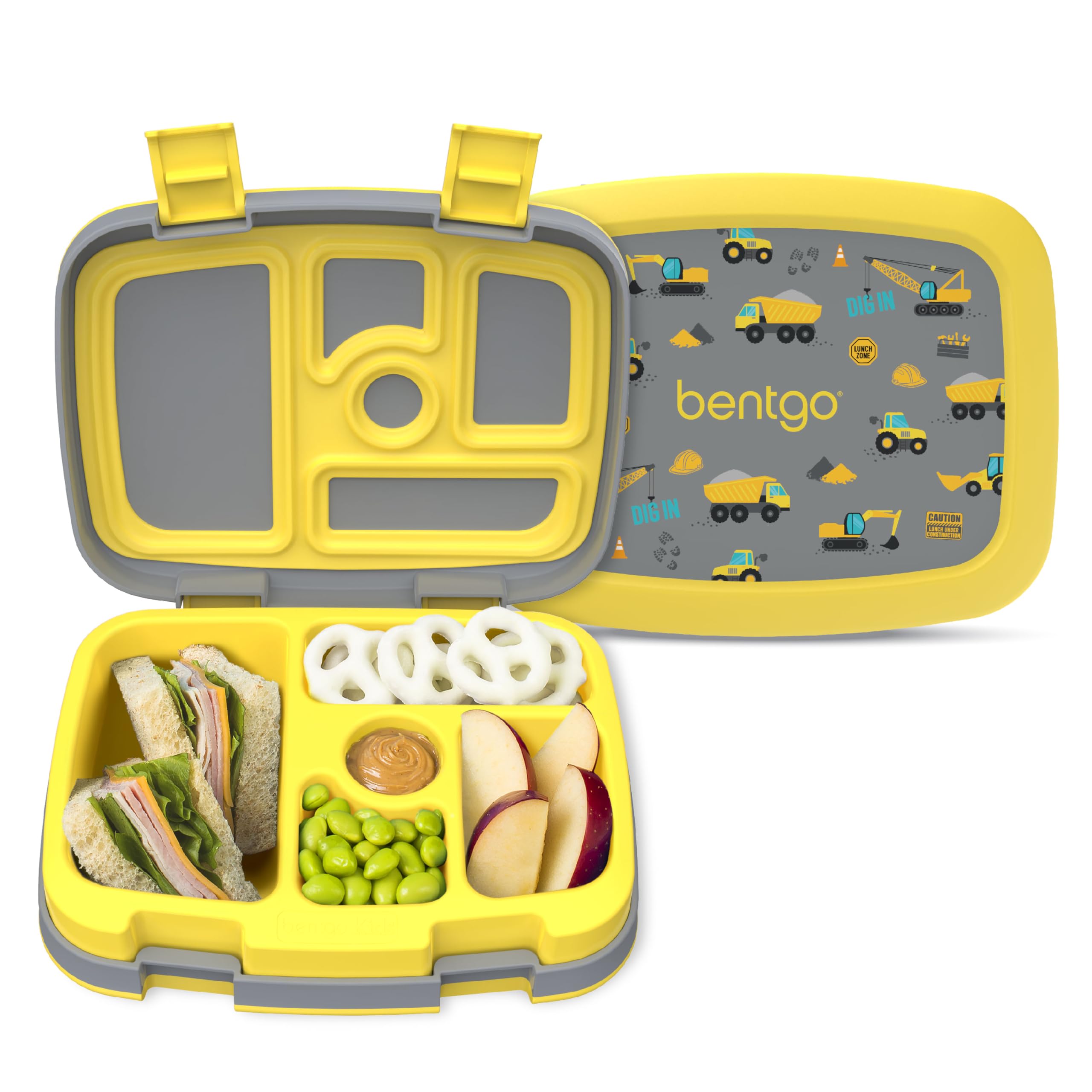Bentgo Kids Prints lunchbox with closed lid designed to prevent spills during transport