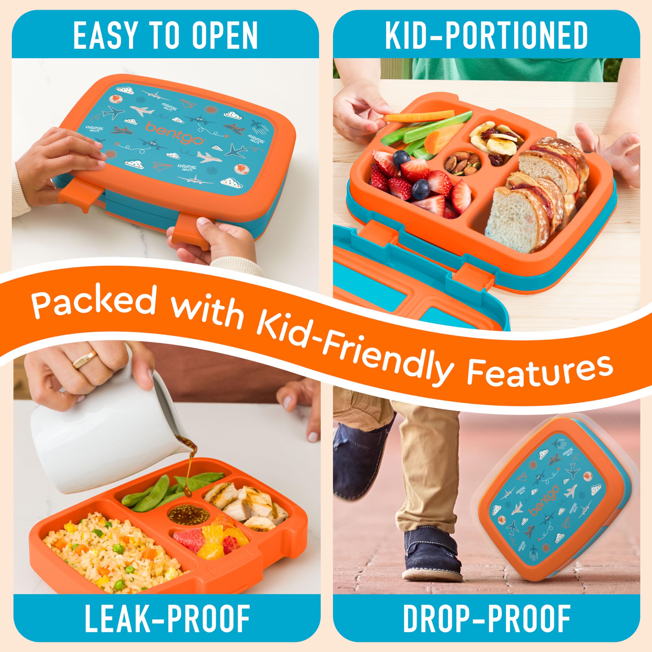 Bentgo Kids Prints removable microwave-safe tray for quick reheating