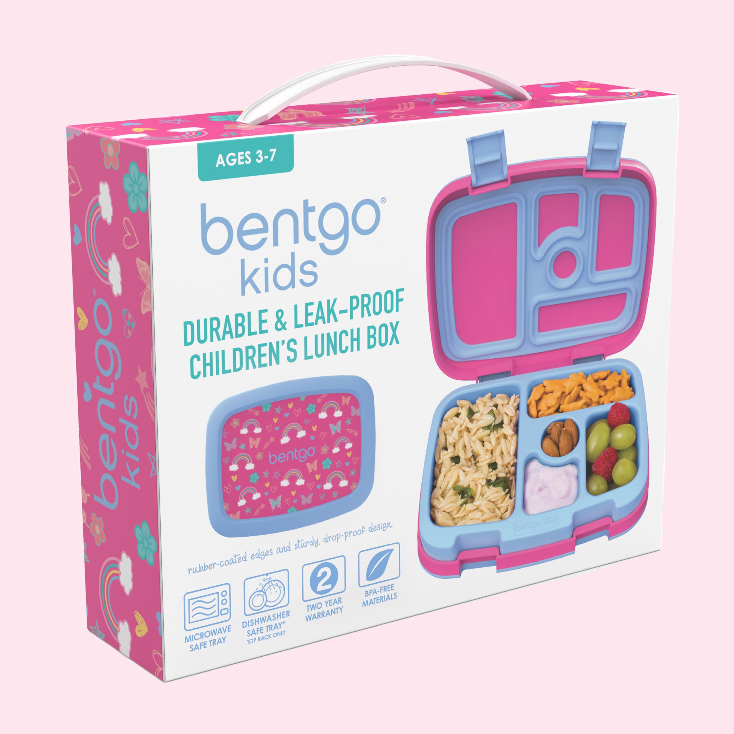 Bentgo Kids Prints rainbows and butterflies design adds lunchtime cheer