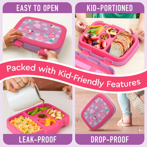 Bentgo Kids Prints removable microwave-safe tray for quick, safe reheating.