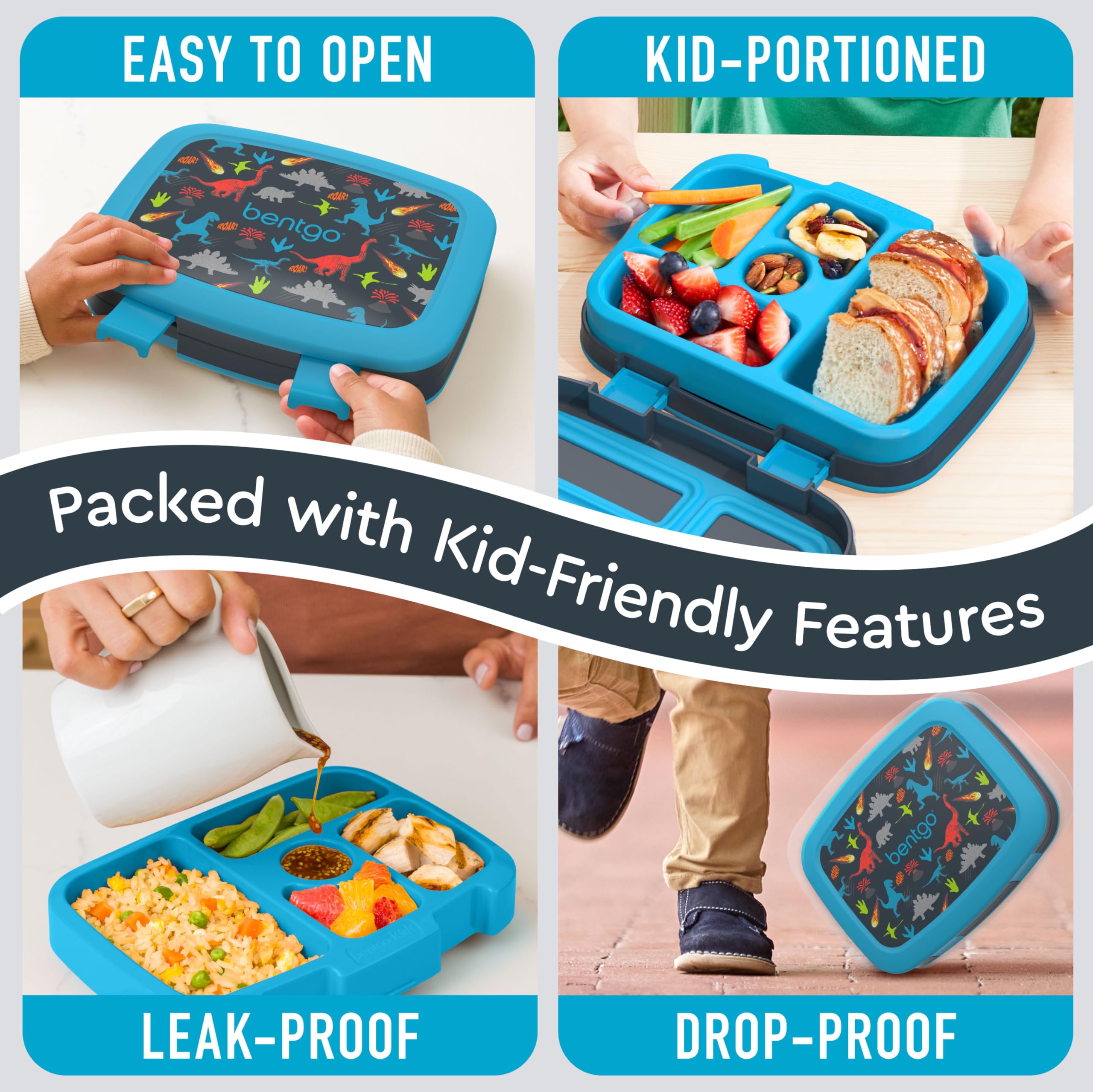 Bentgo Kids Prints removable microwave-safe tray for quick reheats