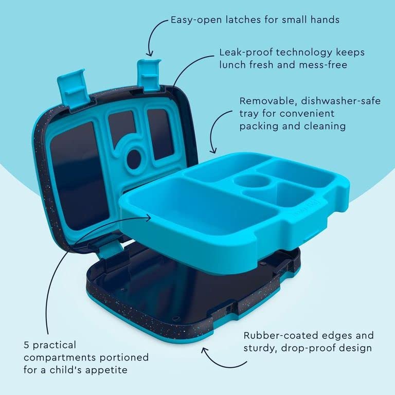 Bentgo Kids removable microwave-safe tray for quick reheating at school.