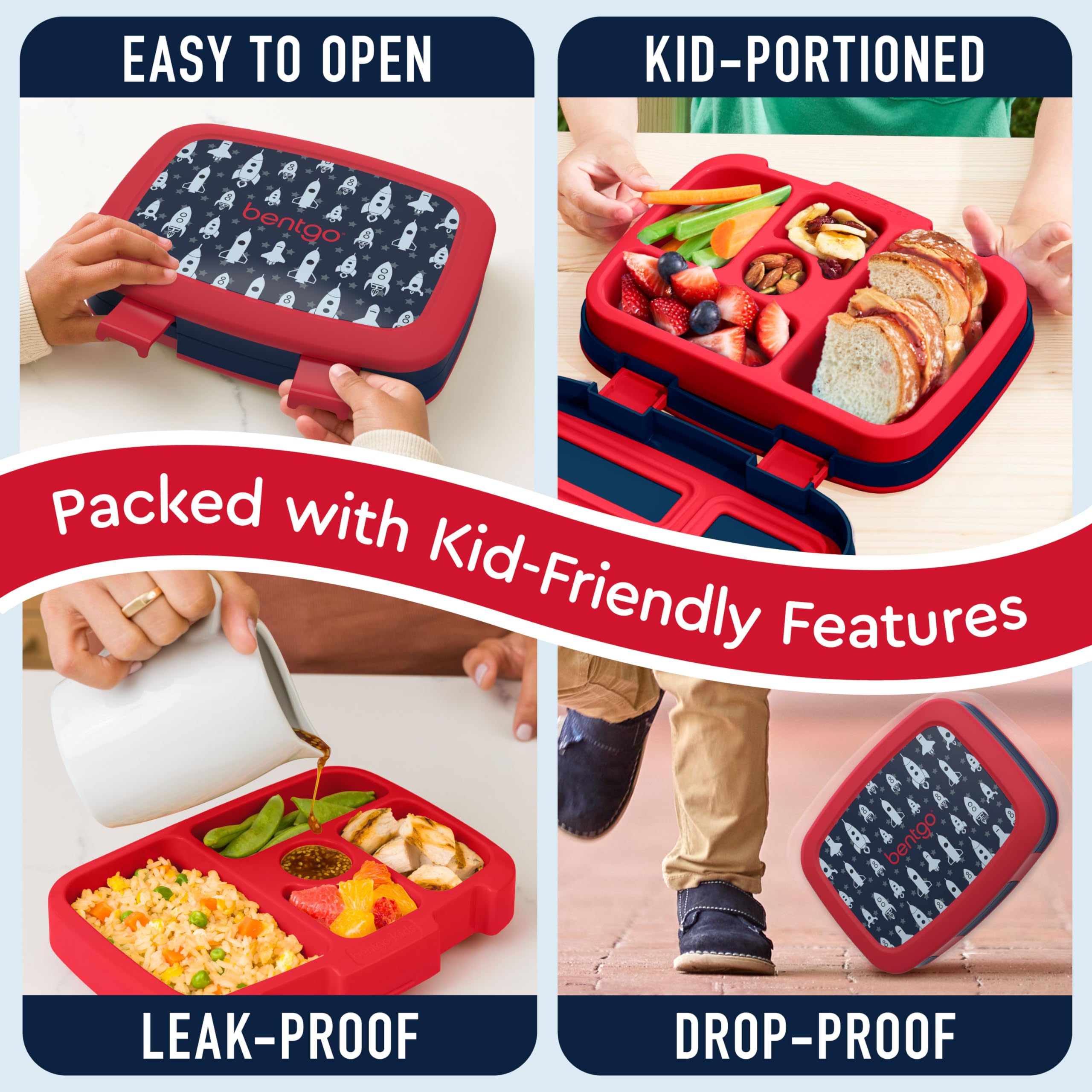 Bentgo Kids Rocket lunchbox is dishwasher-safe for easy cleanup after meals.