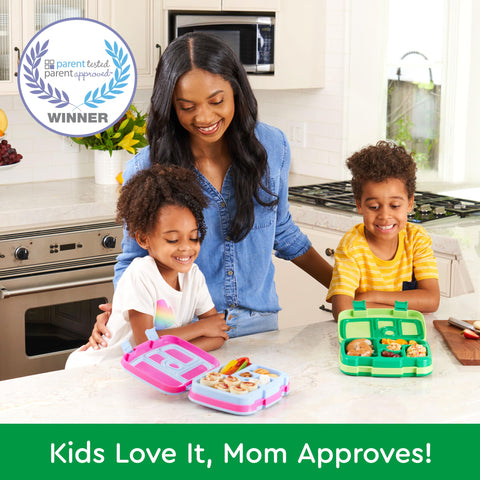 Bentgo Kids Safari lunch box with lid closed demonstrates leak-proof seal.