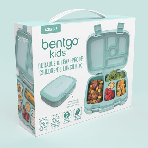 Bentgo Kids Seafoam color showcases a durable, kid-friendly lunch solution.