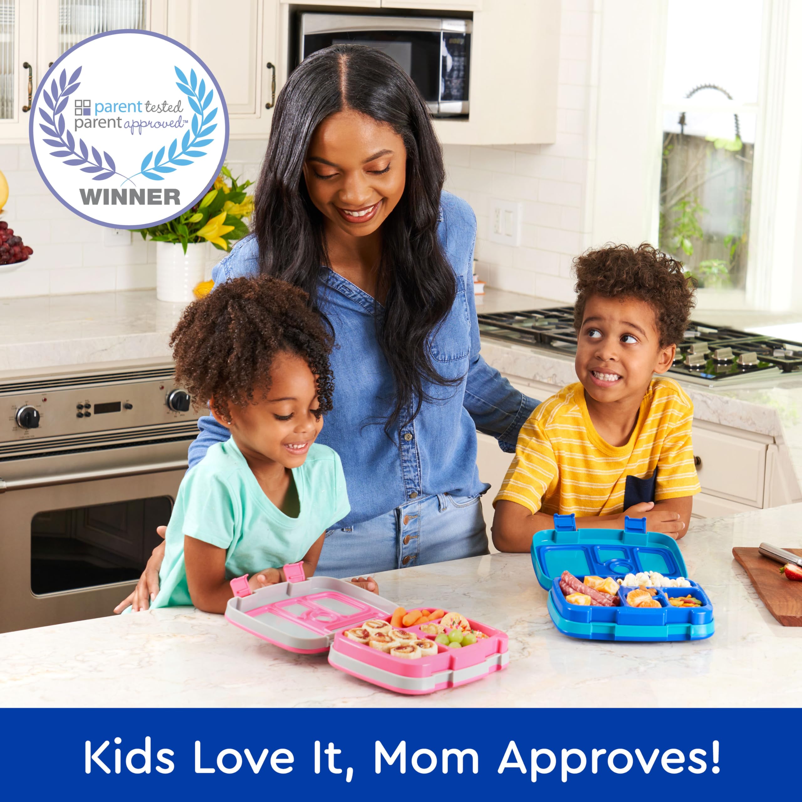 Bentgo Kids Sharks five-compartment layout supports portion control for kids