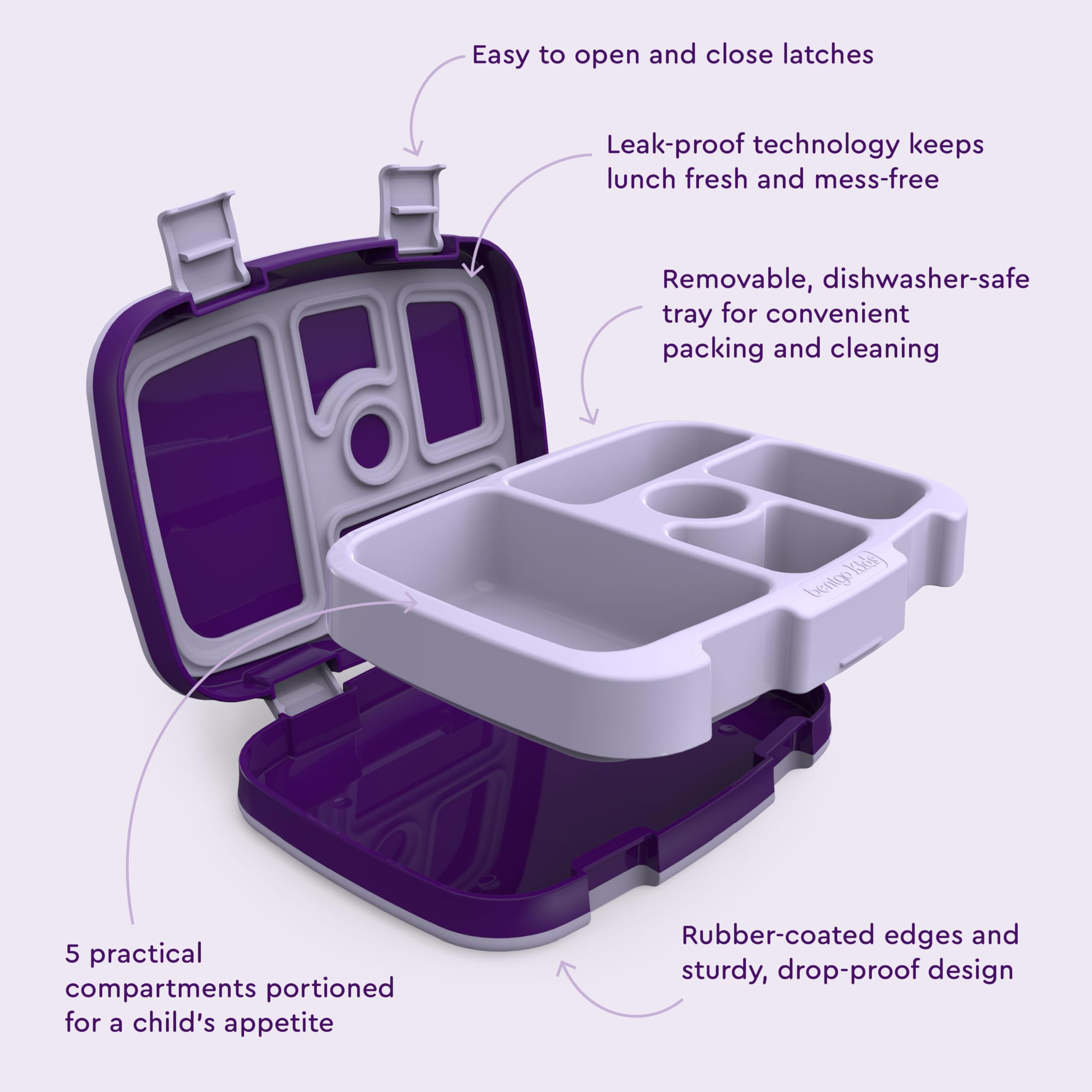 Bentgo Kids Unicorn microwave-safe removable tray for quick reheats.