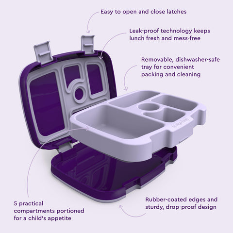 Bentgo Kids Unicorn microwave-safe removable tray for quick reheats.