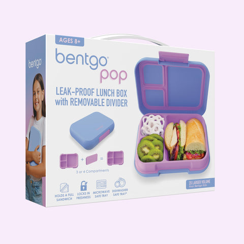 Bentgo Pop colorway periwinkle pink adds stylish, kid-friendly lunchbox design.