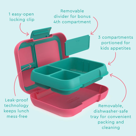 Bentgo Pop contoured lid with secure seal to prevent leaks during transport