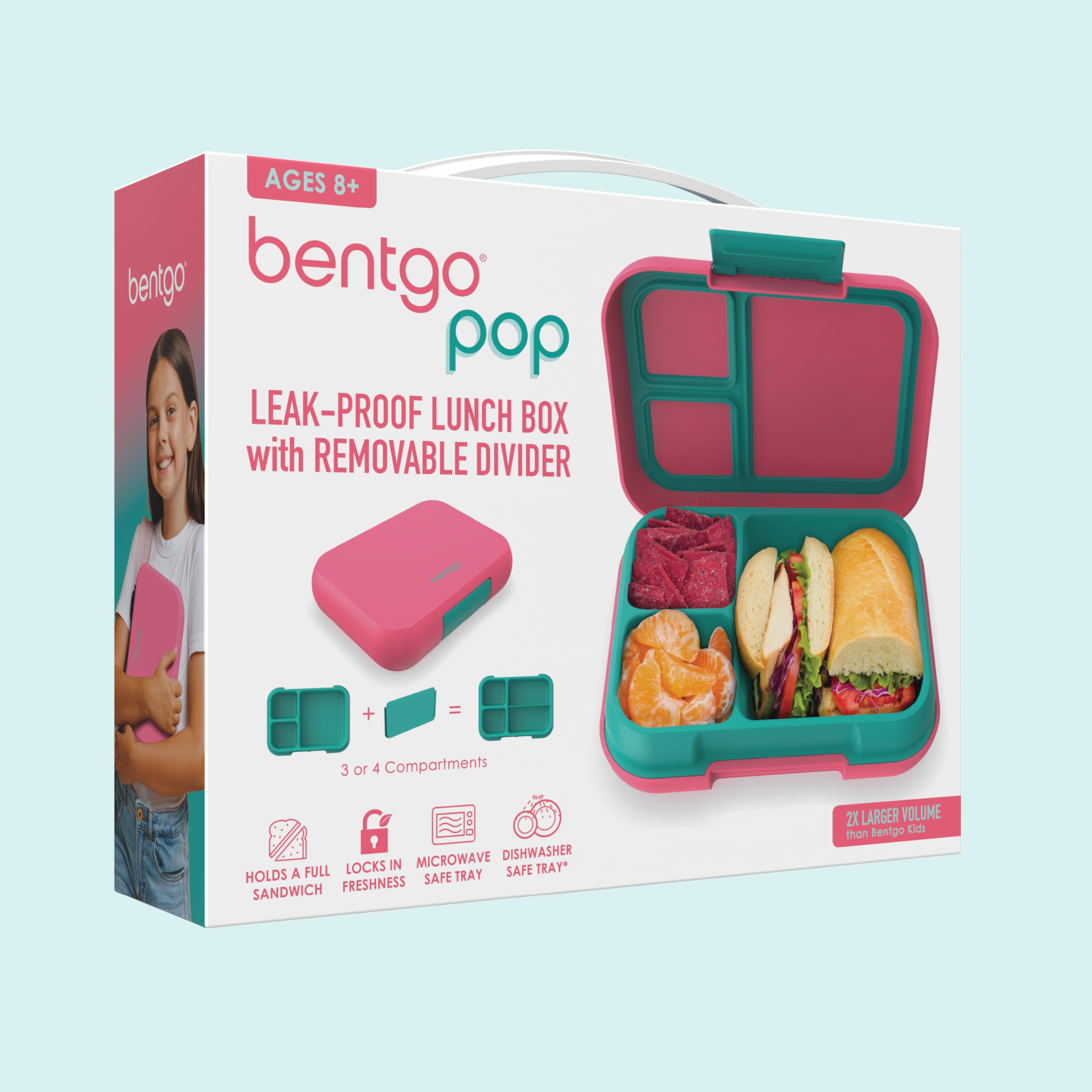 Bentgo Pop lunch box in a bag, ready for school or travel