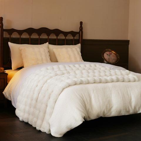 BENVWE bedroom setup featuring cozy throw for soft ambiance