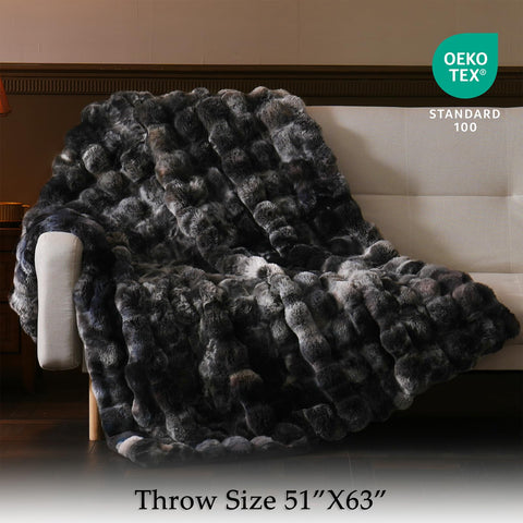 BENVWE double-sided faux rabbit fur with bubble texture provides plush warmth.