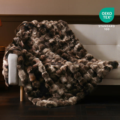 BENVWE Fluffy Faux Fur Throw Blanket coffee bubble side highlights ultra-soft feel
