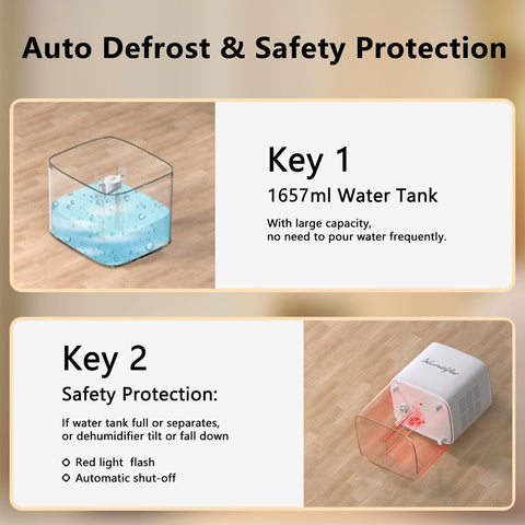 BeOkay dehumidifier operating in sleep mode with quiet operation