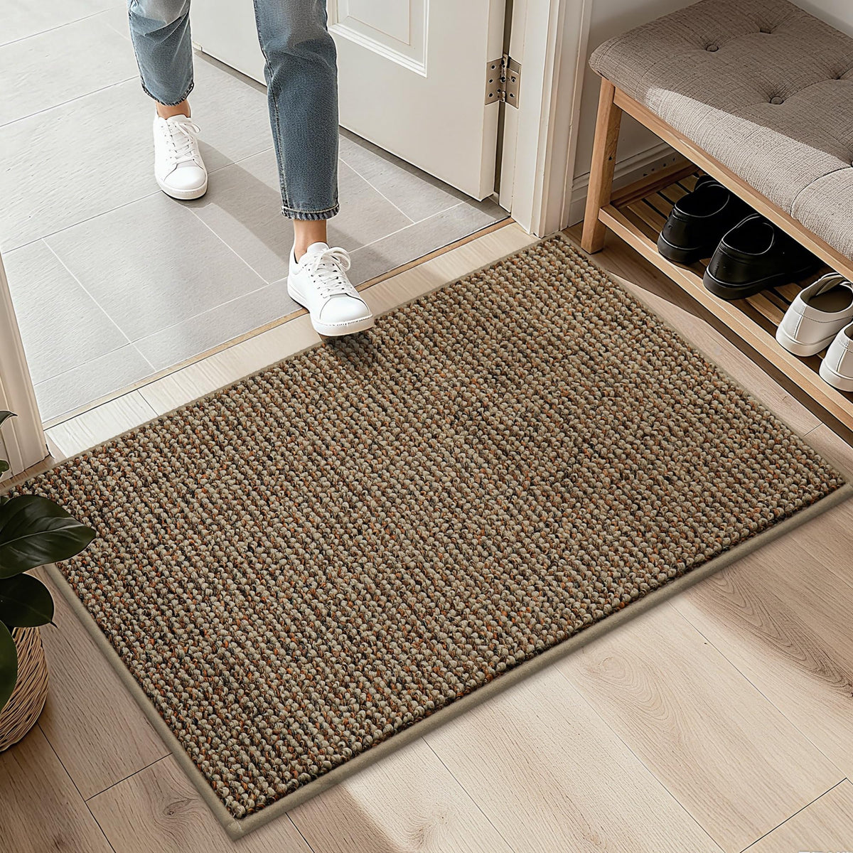 BEQHAUSE entryway rug flat weave keeps dirt at bay and floors protected