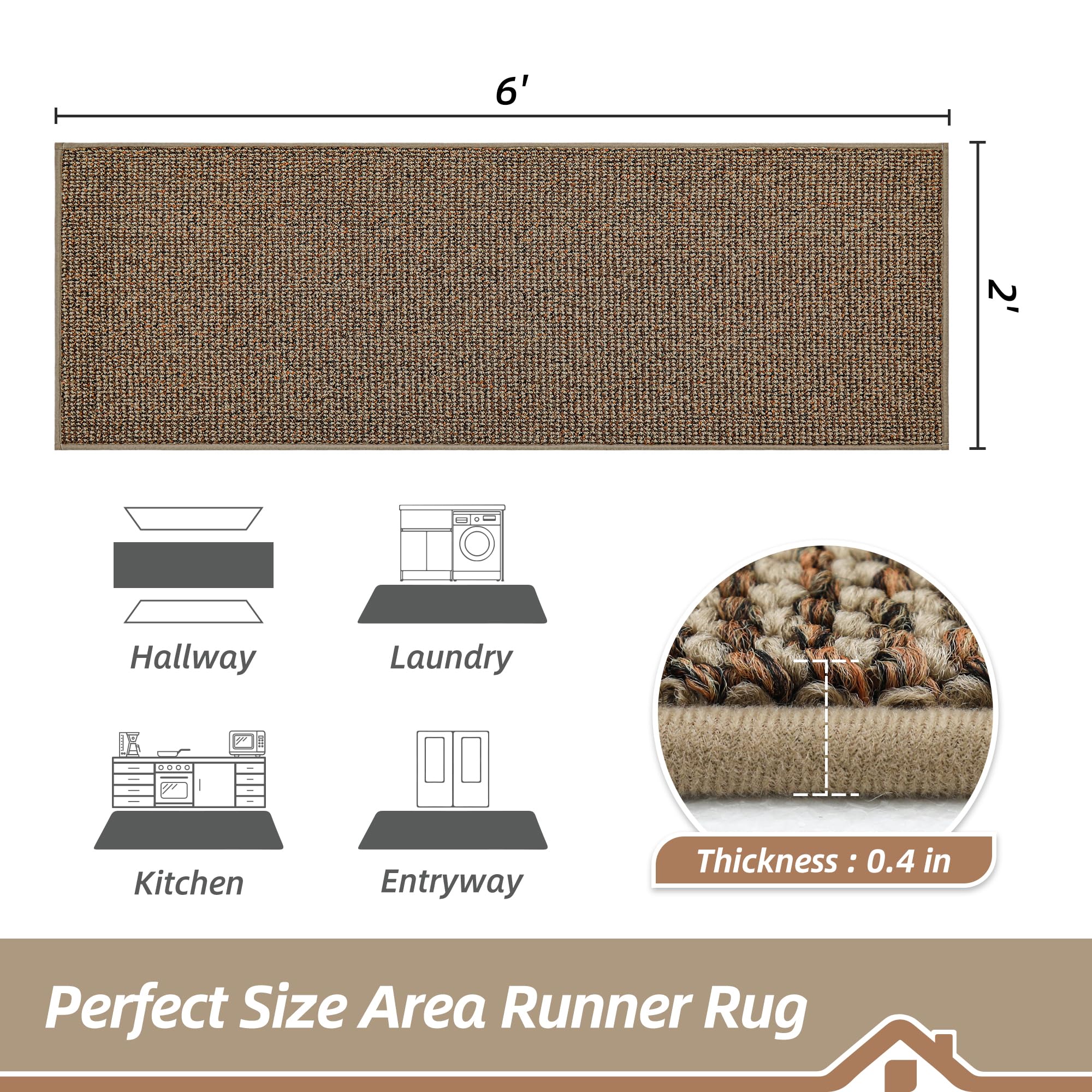 BEQHAUSE rug with non-slip backing keeps in place on dry floors