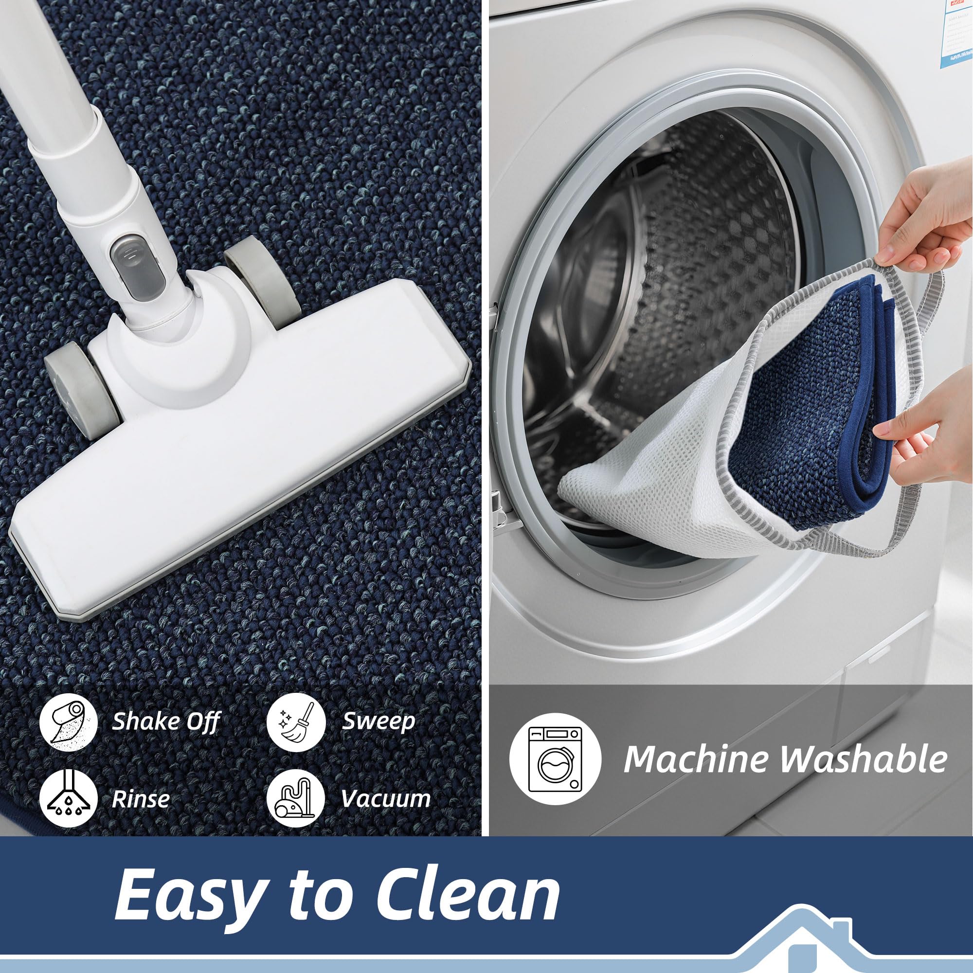 BEQHAUSE blue runner combines colorfast design with practical appeal.