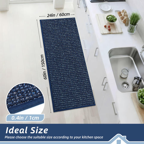 BEQHAUSE kitchen runner with non-slip backing stays in place on clean floors.