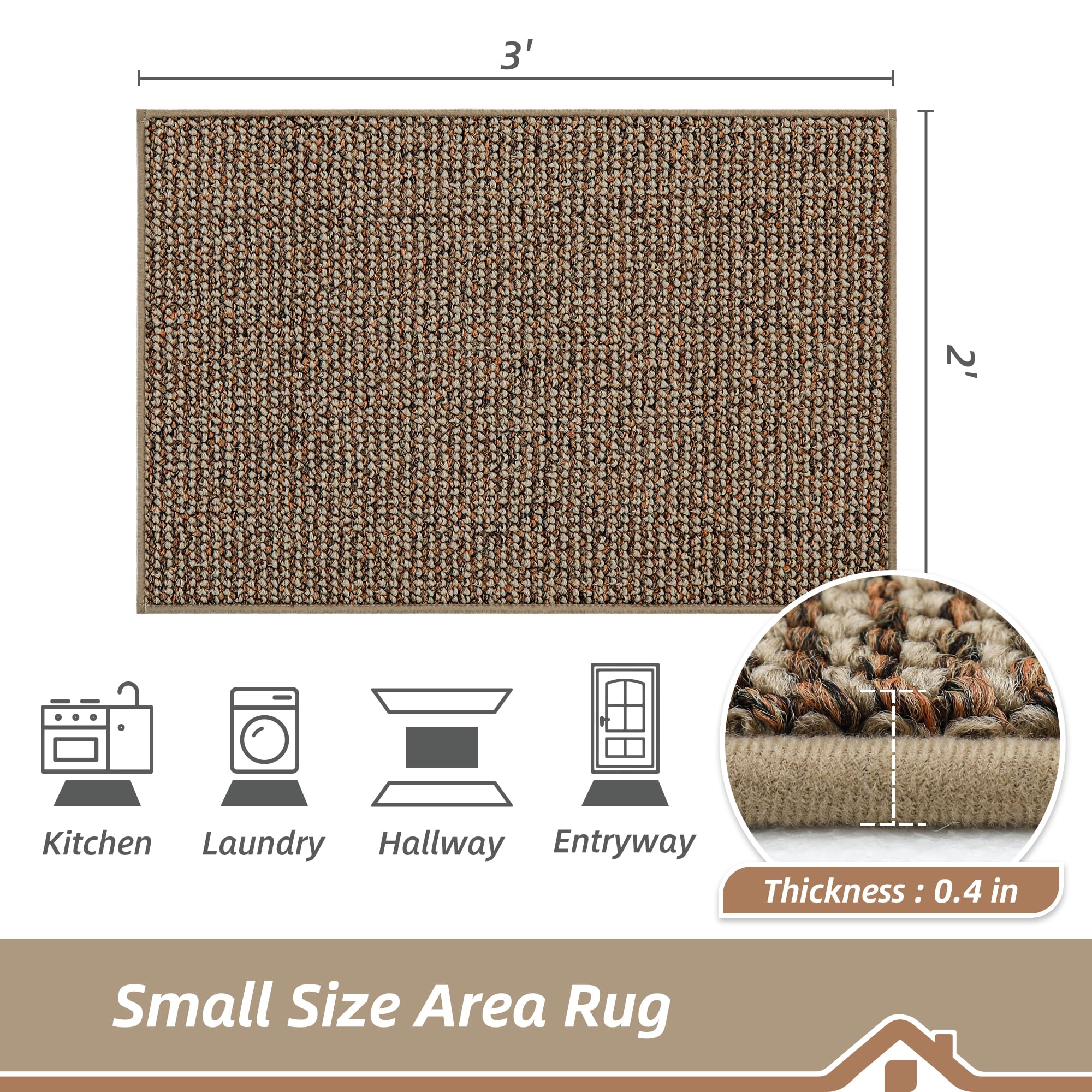 BEQHAUSE rug with non-slip backing stays in place on dry floors