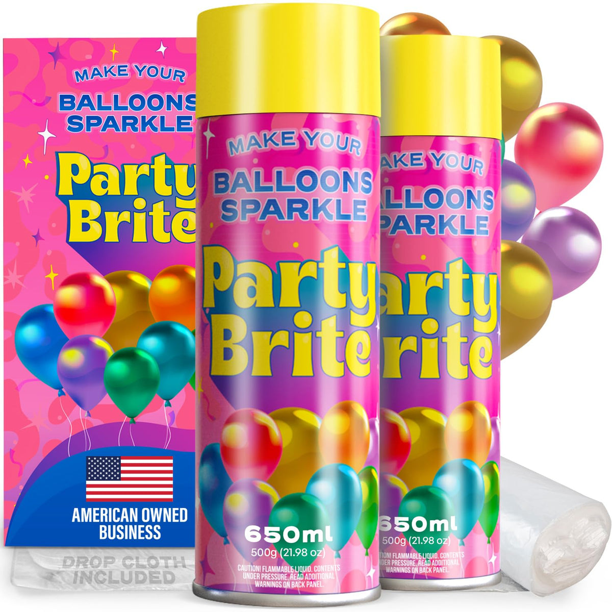 Berkland Party Brite aerosol on balloons for instant arch shine