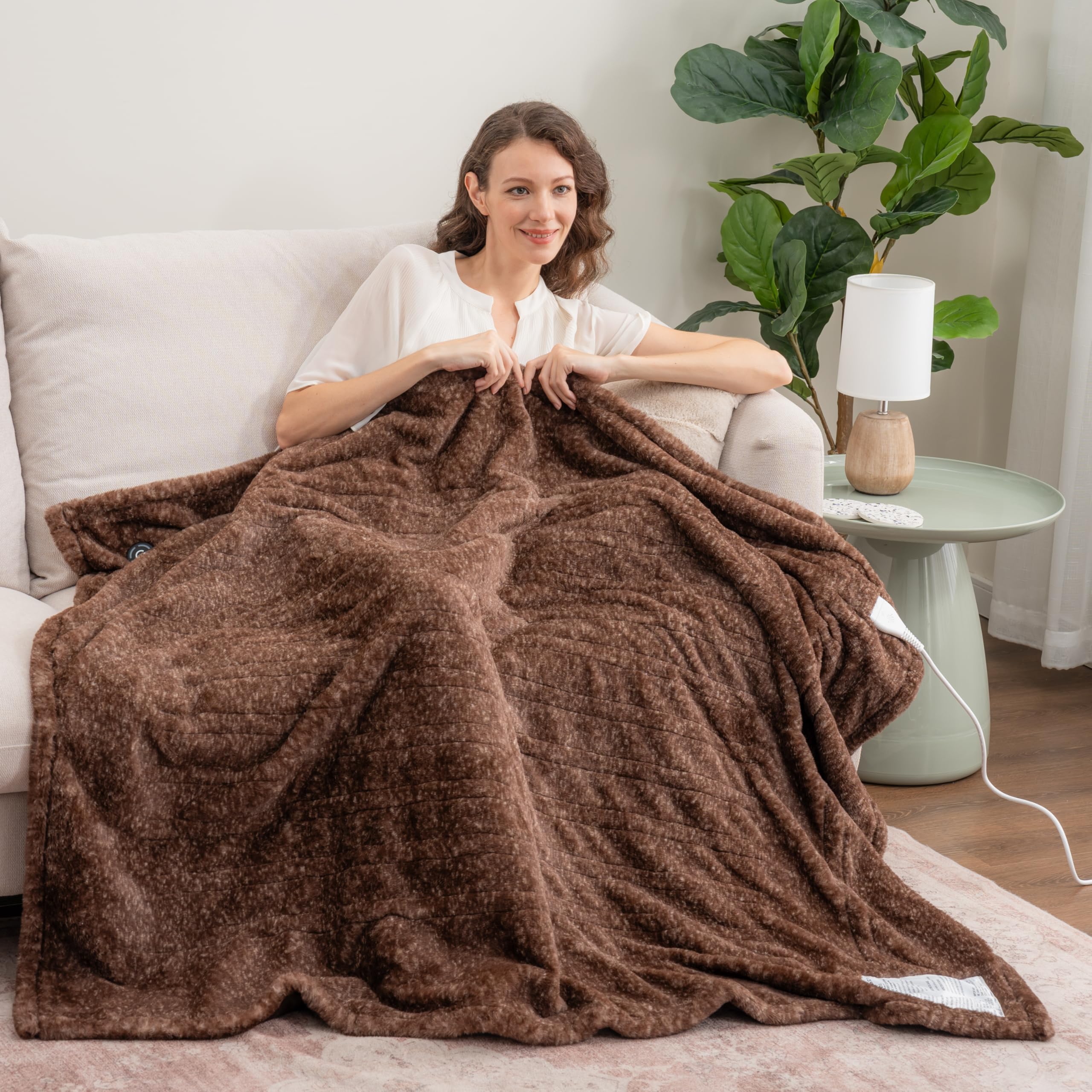 Berkshire Blanket Loftmink side closeup highlighting cozy texture.