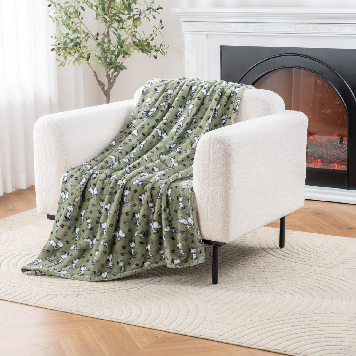 Berkshire Blanket Peanuts Snoopy VelvetLoft throw shows plush texture for cozy evenings.