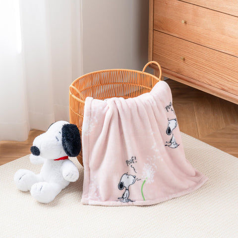 Make A Wish Spring Pink color on Berkshire Blanket Snoopy throw adds cheerful decor.
