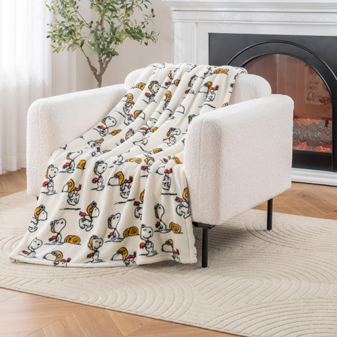 Berkshire Blanket Peanuts VelvetLoft Snoopy throw front view showing cozy texture