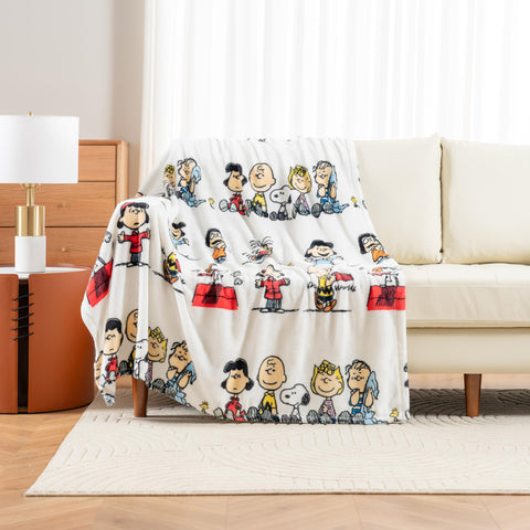 Berkshire Blanket VelvetLoft Peanuts Snoopy Throw flying-ace scene, playful design with premium softness.