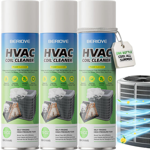 BERlOVE foaming AC coil cleaner bottle showing deep cleaning for evaporator coils