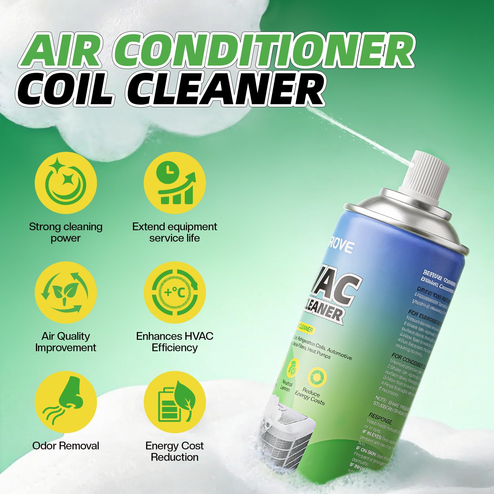 BERlOVE foaming cleaner foam action covering a coil surface
