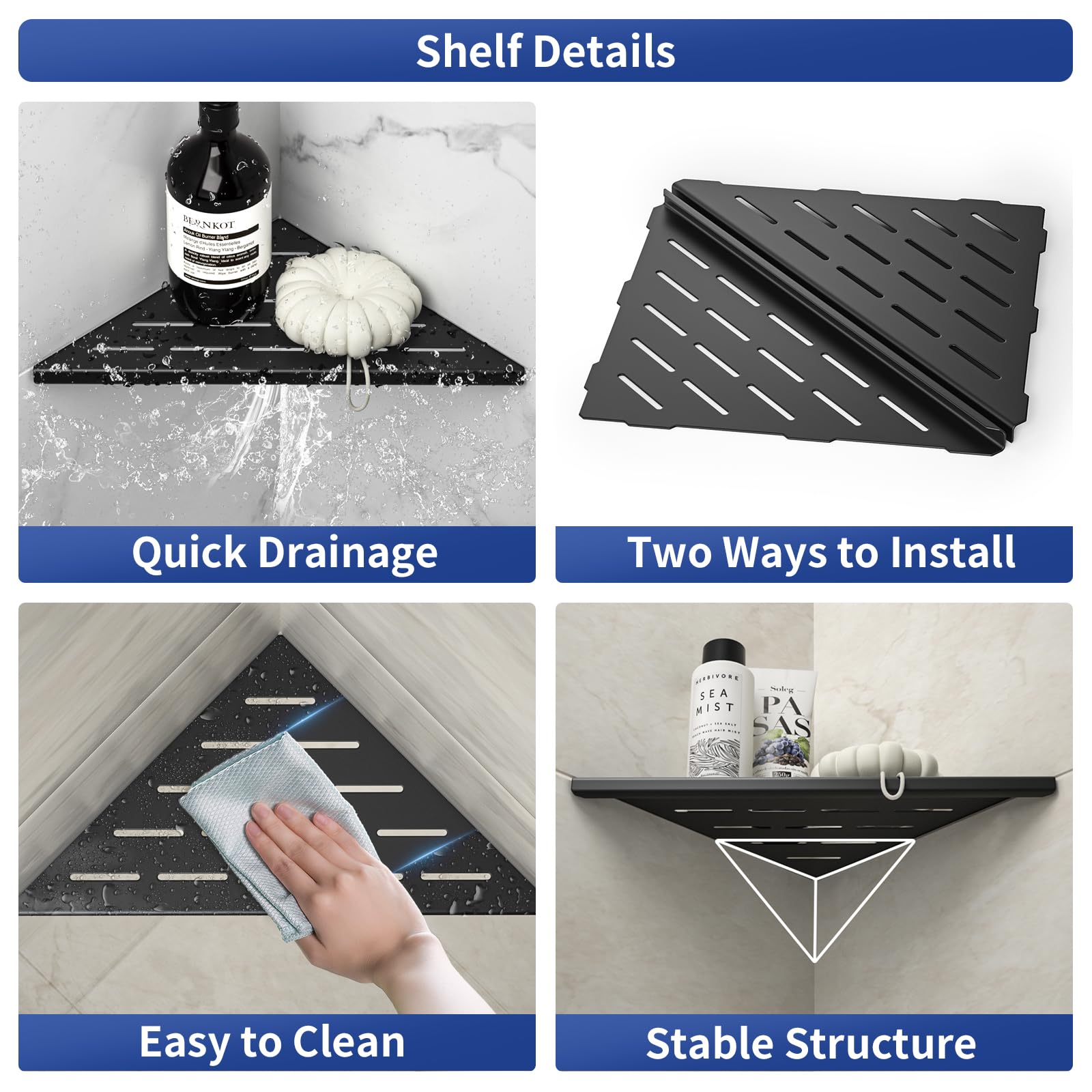 Bernkot 2-pack packaging showing durable stainless steel construction for tiled bathrooms.
