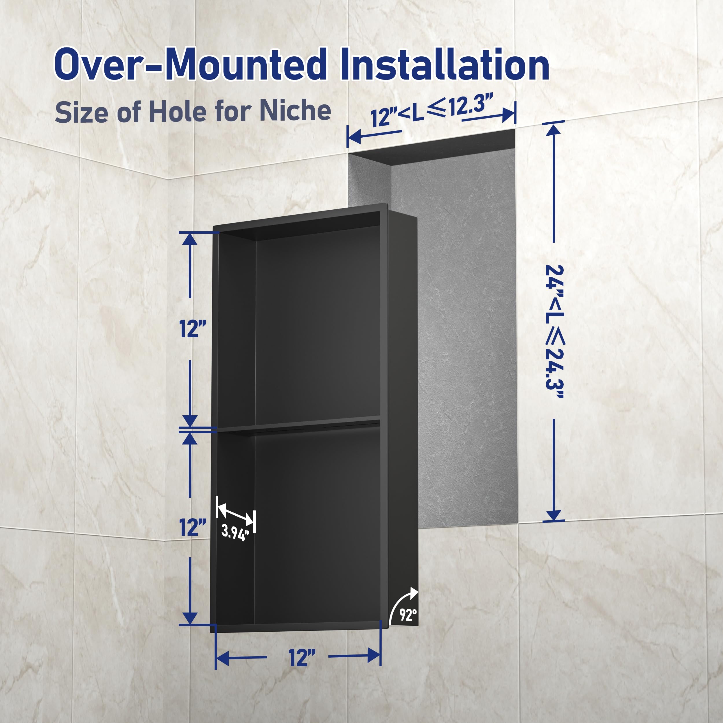 Bernkot in-use bathroom setup with two shelves demonstrates versatile storage.