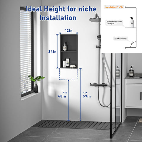 Bernkot vertical wall-niche in-wall installation highlights space-saving design.