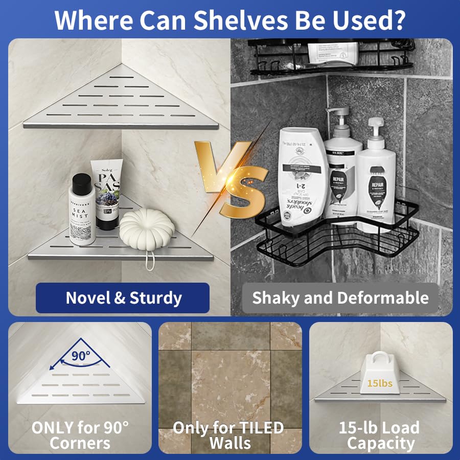 Bernkot tiled-wall shelf rapid drainage slots prevent water pooling