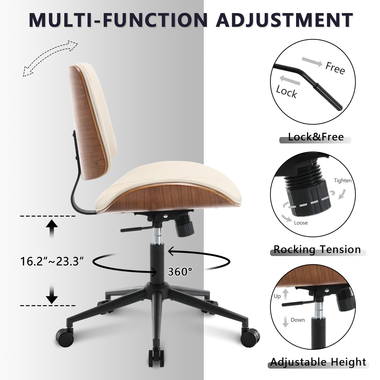 BERYTH five-caster base provides smooth mobility across surfaces.
