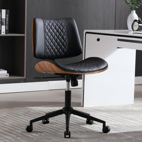 BERYTH armless home office chair with wheels supports easy mobility and compact placement.