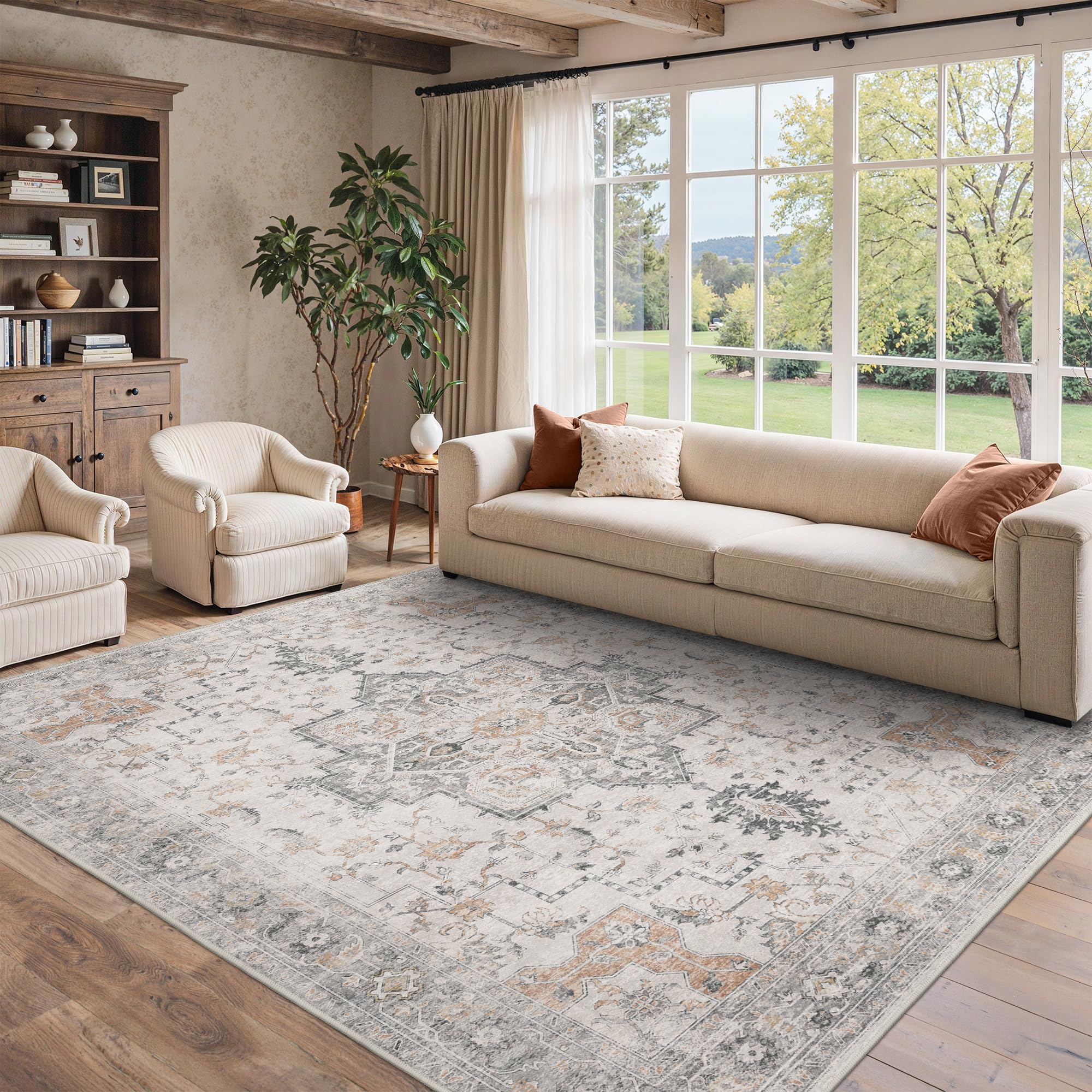 BESBLEE 8x10 area rug living room image shows cozy footfall and elegant style.