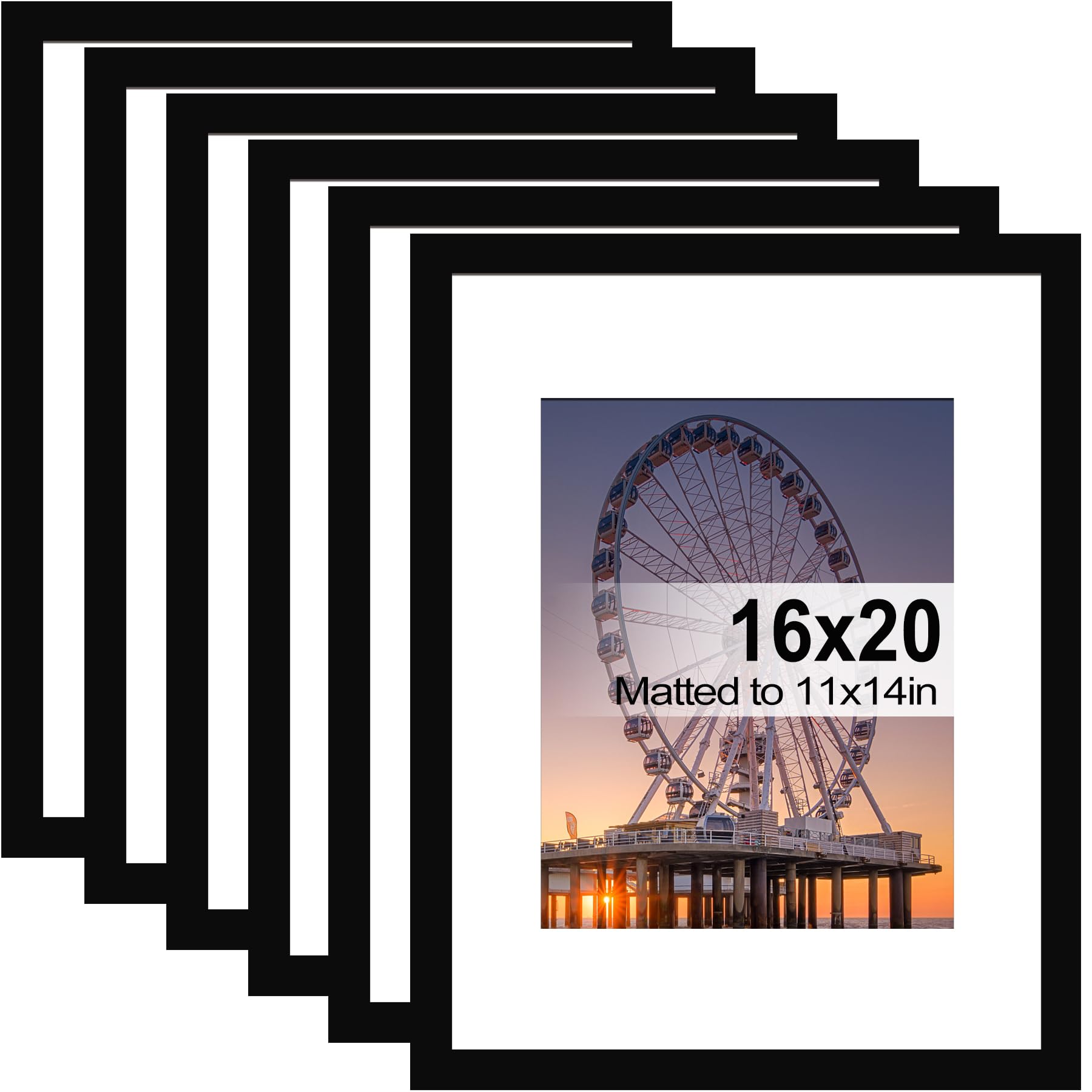 BESCRCL 16x20 black frame set of six for wall display of photos.