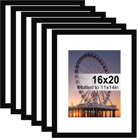 BESCRCL 16x20 black frame set of six for wall display of photos.