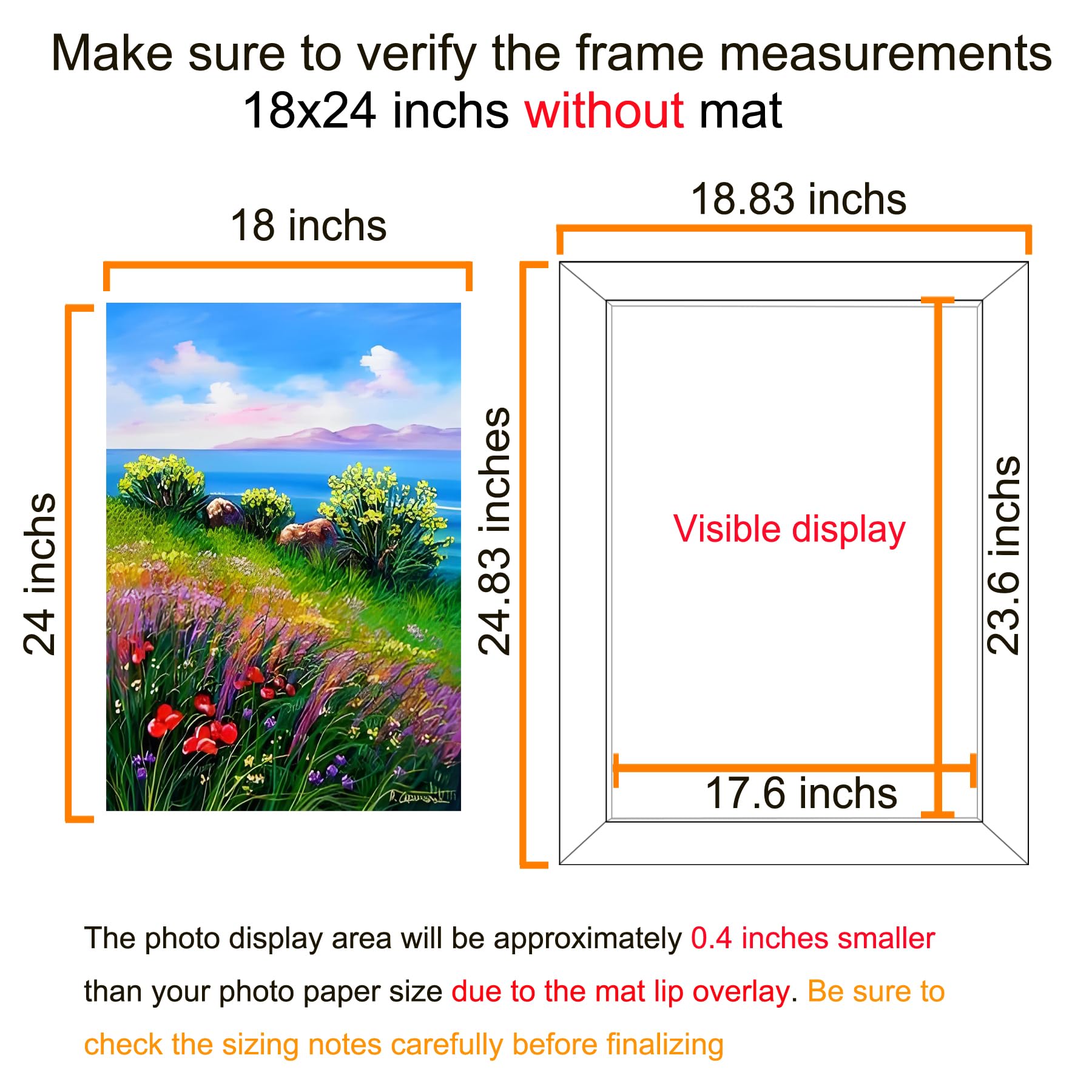 BESCRCL 18x24 frame back-panel hooks enable vertical or horizontal hanging.